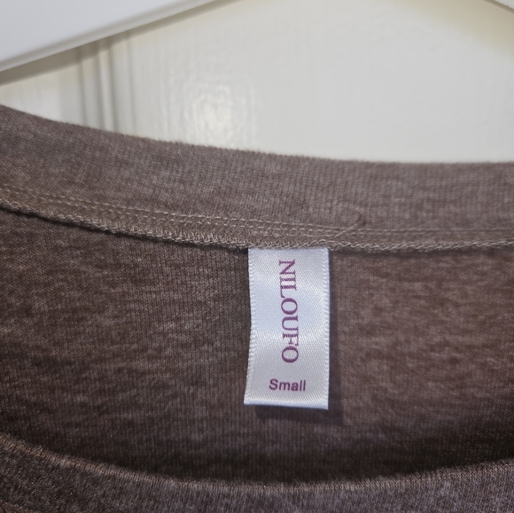 Brown Relaxed Blouse with Tie Front - Picture 3 of 4